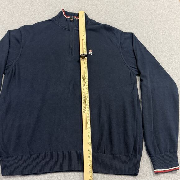 Psycho Bunny Pima Cotton 1/4 Quarter Zip Sweater XL Navy Coastal Dad Nautical - Picture 5 of 11